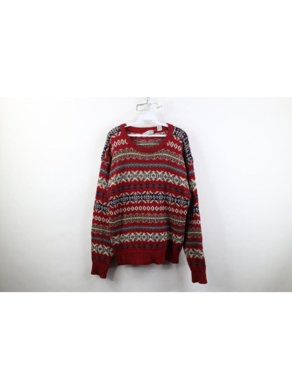 Vintage 90s Streetwear Mens Large Shetland Wool Knit Fair Isle Crewneck Sweater